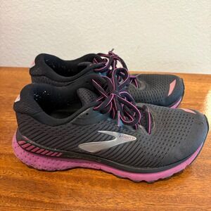 Brooks Adrenaline GTS 20 Womens Running Shoes Black Purple Hollyhock Size 6.5
